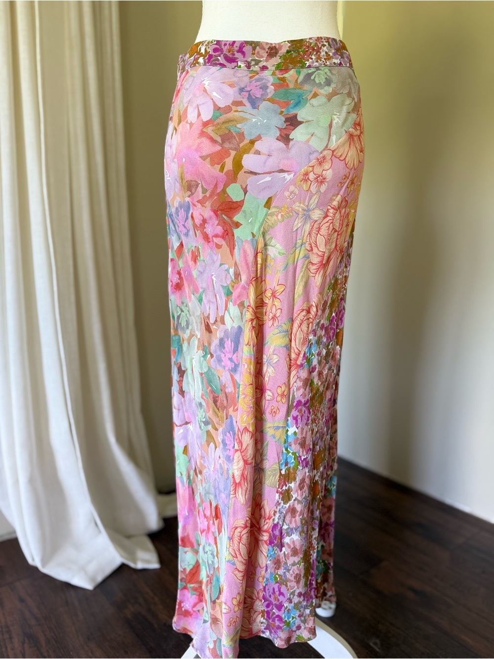 Kachel by Anthropologie Mixed Print Slip Skirt Floral Patchwork Spring Size 6 - Picture 6 of 8